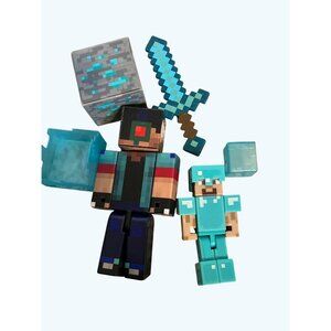Minecraft Action Figures w/Accessories Steve & Mini Steve Characters Custom Lot